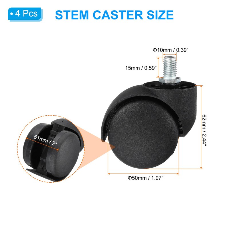 PATIKIL 2 Inch Swivel Casters, 4 Pack 360 Degree Nylon