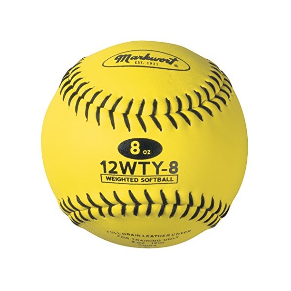 Markwort Lite Weight and Weighted Leather Softball, Optic Yellow, 8-Ounce