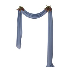 Socomi 3 Panels Dusty Blue Chiffon Wedding Arch Drapes 6 Yards Solid Wedding Arch Curtains for Backdrop Curtain Decorations