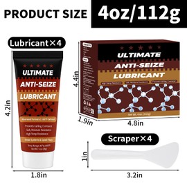 Copper Anti-Seize Thread Lubricant Spark Plug Antiseize Grease Compound for Automotive, Bolts and Nuts | High Temp Brake Parts Lubricant Grease Prevents Rust, Corrosion, Seizing - 1oz Tube (4-Pack)