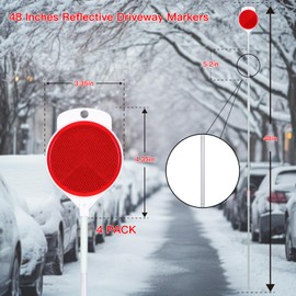 CEWOR 8pcs Reflective Driveway Markers 48 Inch Double Sided Driveway Reflectors Markers Highly Visible Snow Stake for Snow Plowing Markers, Driveway Entrance, Walkways and Parking Lots