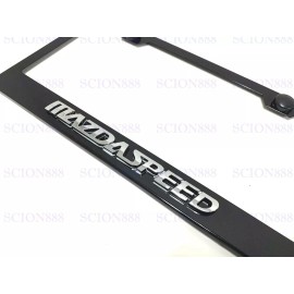 License Plate Frame 1pc 3D Mazdaspeed Emblem Badge BLACK Stainless Metal License Plate Frame Holder