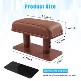 Suvnie Car Elbow Support Pad, Adjustable Height Armrest Rest Pad for Auto Door, General PU Leather Automotive Central and Side Booster Pad for All Seasons, Universal Car Accessories (Brown)