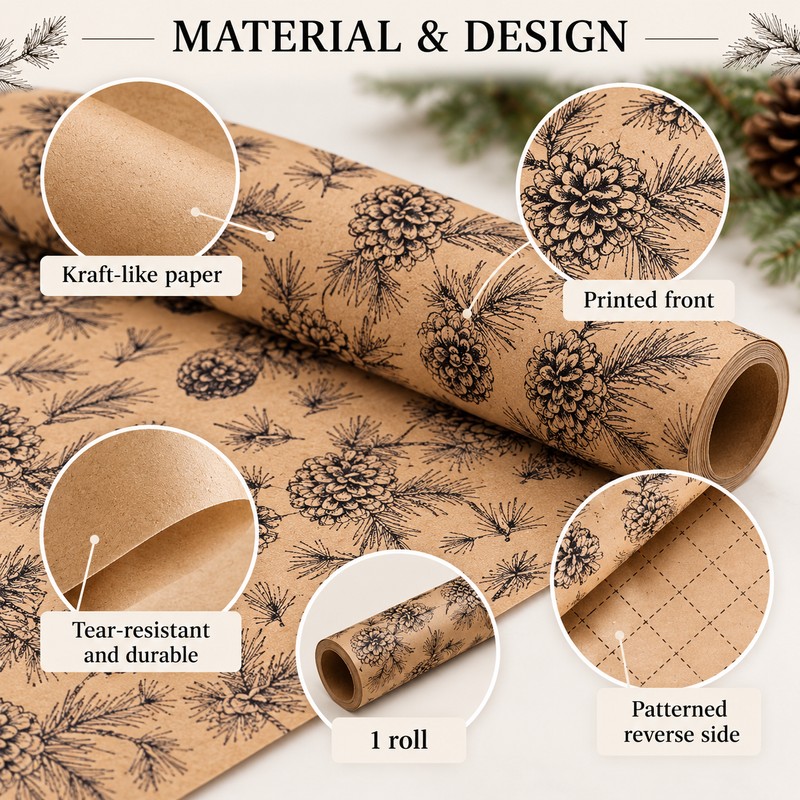 Christmas Wrapping Paper Roll for Holiday Gifts – Pine Needle