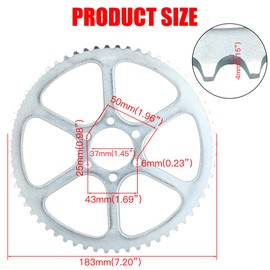 GREHUA Upgrade #35 Chain 60 Tooth Rear Drive Sprocket Cog for 98cc 3.5hp Coleman CT100U CC100X Baja Hensim Doodle Bug DB30 Motovox MBX10 MBX11 MM-B80 Classic 1000w Electric Mini Bike Go Kart Parts