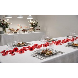 Rikyo - 100 cabezas de flores artificiales de seda de color rojo rosa, 7 cm, flores falsas de amapola de otoño, rellenos de jarrón, ramilletes para decoración de bodas, pared de guardería, decoración