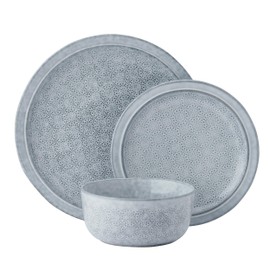 Pfaltzgraff Blooming Meadow 12 Piece Plates Bowls Dinnerware Set, Service for 4, Blue
