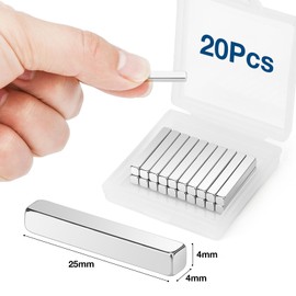 Wukong 25x4x4mm Small Magnets, 20 Pieces of Strong Bar Magnets, Rare Earth Magnets, Suitable for Refrigerators, Whiteboards, Bulletin Boards, Offices, Homes and Rreative DIY Scenes
