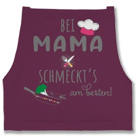 Shirtracer - Apron - Women's 1 - Cooking Apron with Mama schmeckts am Besten I Cooking Apron Gift Mum I Best Mum Cooking Apron I Kitchen Apron Mum I Gift Mum Christmas I Mum Gift, 2 aubergine