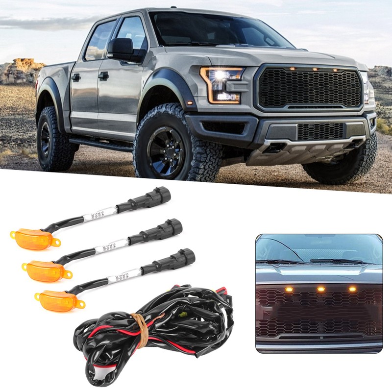 3pcs Car Grille Light with Harness High Brightness Fit for