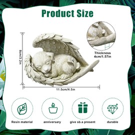 Cat Dog Angel Garden Decoration Figures 11.5 cm x 8 cm Pet Memorial Grave Marker Tribute Statue Resin Dog Angel Garden Decoration Figures Eternal Memorial Pet Memorial Suitable for Lnnenhof Indoor