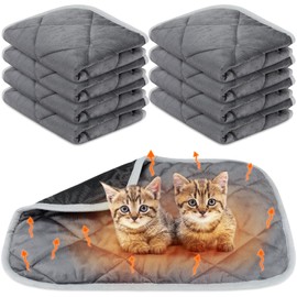Clysee 8 Pcs Self Warming Cat Mat Self Heating Dog Pad 16"x20" Warm Thermal Pet Crate Pad Reflects Body Heat Washable Dog Cat Bed Pet Warming Pad Mat Blankets for Indoor Outdoor Non Slip Bottom Gray