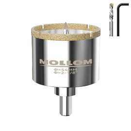 Mollom 2-1/8" (54mm) Diamond Hole Saw with 2Pcs Removable Pilot Drill Bit Smooth Cutting for Porcelain Tiles,Glass,Ceramic,Marble,Fiberglass,etc