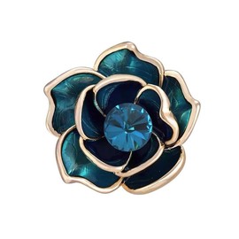 LISADORE Flower Brooch Camellia Flower Enamel Pin Vintage Crystal Rhinestone Brooch Floral Brooch Pins Hat Pins for Ladies Banquet Wedding Party Birthday Jewelry Gifts for Female Friends