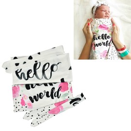 2Pcs/Set Newborn Swaddle Blanket， Baby Sleeping Bag ，Muslin Wrap Headband， Photo Props