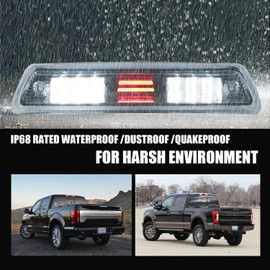 High Mount Stop Lights Third 3rd Brake Lights Replacement for Ford F150 F-150 09-14 2009 2010 2011 2012 2013 2014 Clear LED Rear Cab Roof Center Mount Brake Stop Tail Cargo Light Lamp(Chrome+Clear)