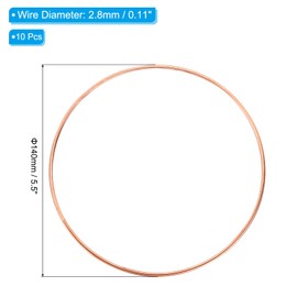 PATIKIL 5.5 Inch Dream Catcher Rings, 10 Pcs Metal Macrame Wreath Floral Round Ring Hoop for Christmas Decor Home Car DIY Craft Wedding Wall Hanging Decorations, Rose Gold