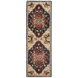 Safavieh Aspen Collection APN511H Handmade Boho Wool Runner, 2'3" x 7' , Charcoal / Cream