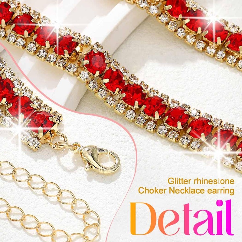 CLOACE Rhinestone Choker Necklace Set Bridal Wedding Necklace Earrings Sets