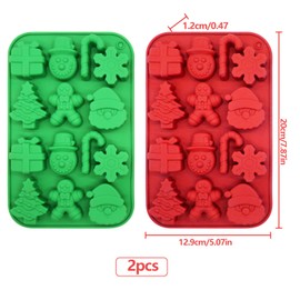 2Pcs Christmas Silicone Chocolate Molds, Xmas Fudge Silicone Molds Santa Claus, Christmas Tree Candy Silicone Molds, Baking Silicone Mold Gifts, Mold Supplies for Chocolate,Fudge,Candles,Jelly