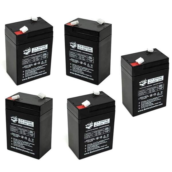 (5 Pack) ELB-0604 Battery ELB0604 SLA for Exit Sign Emergency Light 6V 4.5AH Battery Sealed Lead Acid 6V4.5AH UB645 SLA0905 AH 4.0 AMP Hour 120255