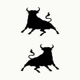 Autodomy Taurus Jumping Taurus Spanish Spain Sticker Pack of 2 for Car or Motorcycle (Black)
