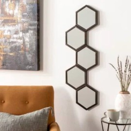 Mirror Black Hexagon Mirror 9inch Stackable