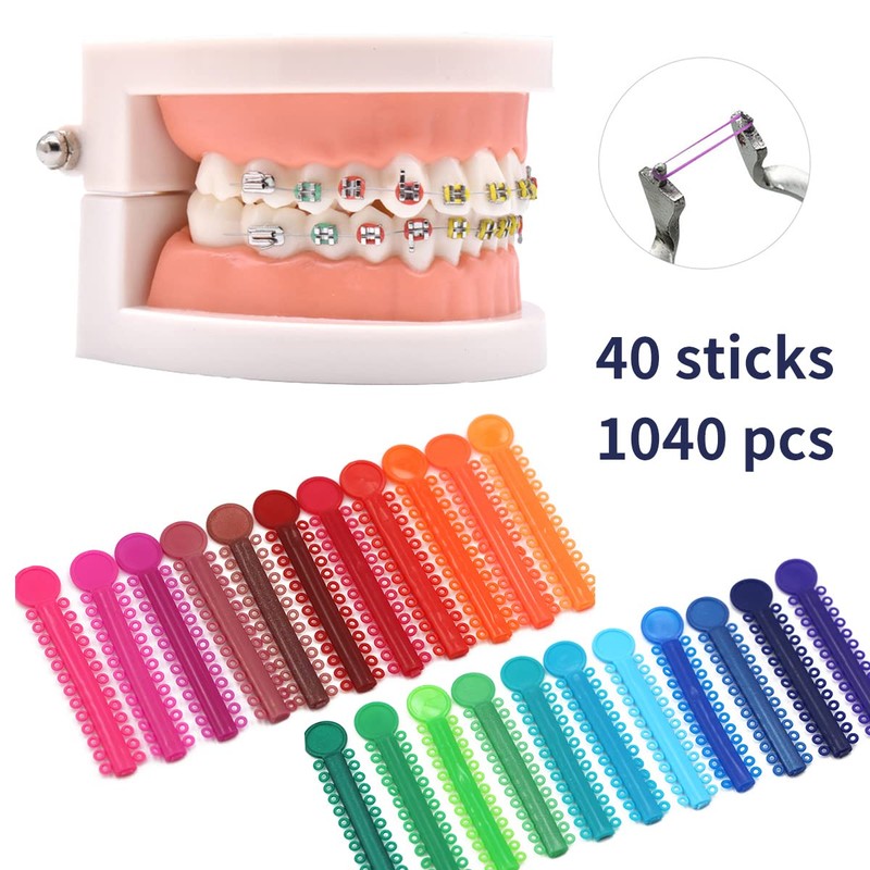 Rubber Bands for Braces, 1040 Pcs Color Orthodontic Ligature Ties