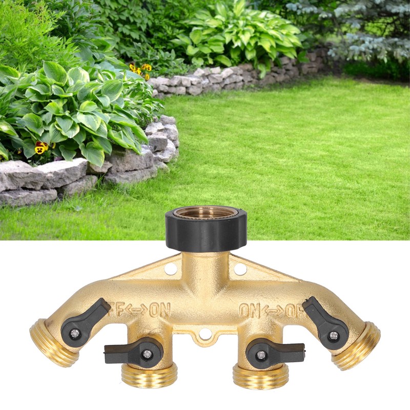 G3/4 4‑Way Water Hose Splitter Garden Hose Adapter Watering Connector