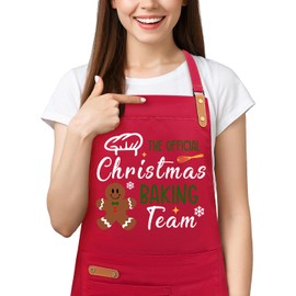 RLXPT Christmas Baking Aprons for Women Men with 2 Pockets, Funny Adjustable Kitchen Cooking Aprons, Cute Funny Xmas Aprons for Bakers Mom Wife Husband, Offical Christmas Cookie Baking Crew