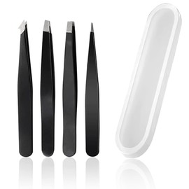 4 Pcs Professional Tweezers, Tweezers for Eyebrows for Facial Hair Women & Men Stainless Steel Precision Tweezers for Ingrown Hair Tweezers Blackhead Removal, Eyelash Extension, Beauty Tool