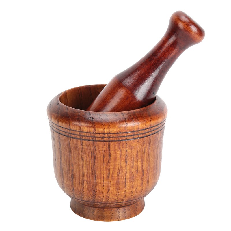 Wooden Grinding Bowl Household Kitchen Manual Garlic Ginger Spices Grinder