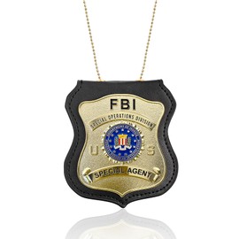 Universal Matal Badge with Standard Leather Shield Case, Hook Fastener, Suitable for Dressing up and Cosplay-FB