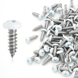 Semrien 120 Pcs White Screws, #8 x 1/2" White Self Tapping Screws White Wood Screws, Stainless Steel White Pan Head Screw Phillips Sheet Cabinet Screws for Wood, Wall Plates, Book Shelf (#8 x 1/2")
