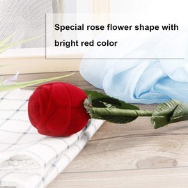 Salmue Ring Box - Flannel Rose Flower Shape Wedding Ring Storage Box