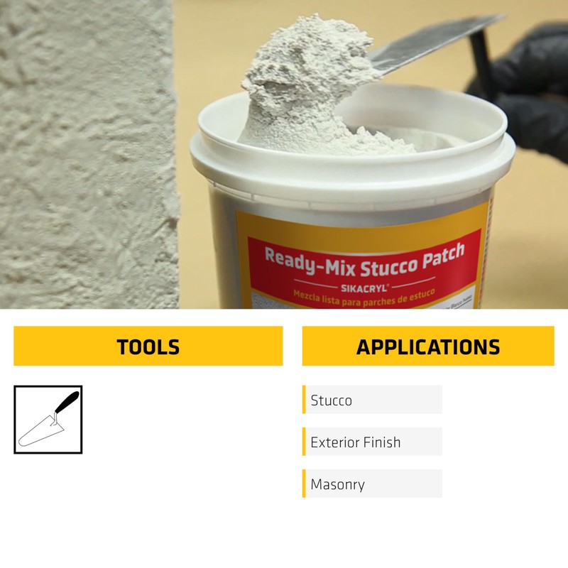 SIKA Sikacryl Stucco Repair, White, 1-Qt, Ready-Mix Stucco Patch for