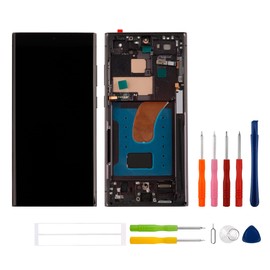 [with Frame][Support Fingerprint Function] SWARK New OLED Display Compatible with Galaxy S23 Ultra 5G SM-S918u S918a S918w LCD Display Replacement with Upgraded Repair Tools Kit