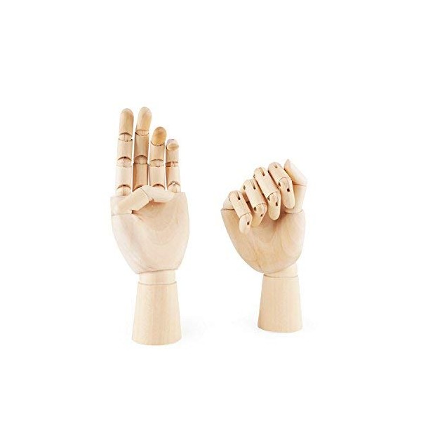 PDFans Wooden Hand Manikin Jointed Articulated Flexible Fingers Hand Mannequin