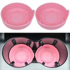 Silicone Car Cup Holder Coasters – 3" Round Anti-Slip Waterproof Car Cup Mats, Heat Resistant Drink Coasters for Vehicle Interior, Universal Fit – 2 Pack (Pink - 2)