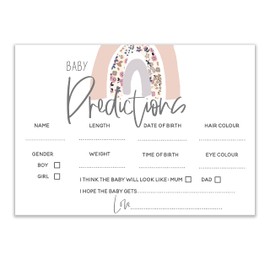 Baby Shower Game - Pack of 10 Baby Boho/DITSY RAINBOW Prediction Cards - Predict The Weight/Date (BSDITSYPRED10)