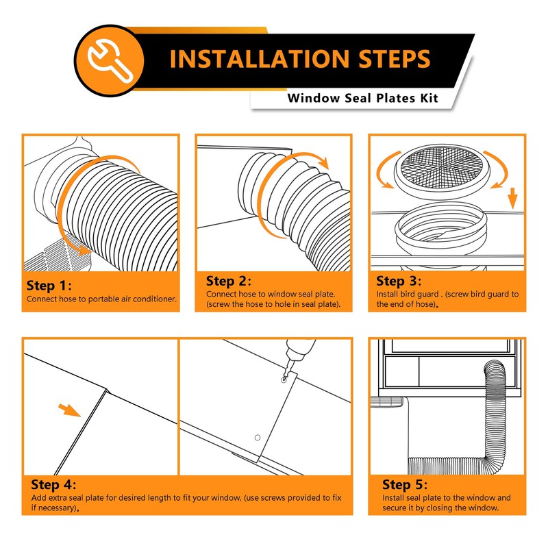 LBG Products Portable Air Conditioner Window Seal Plates Kit, Vertical