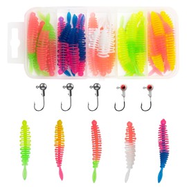 KHDULQ Trout Bait, 35 Pieces Fishing Accessories Rubber Fish Fishing Bait Fishing Bait Bass Set Trout Rubber Fish Rubber Jig Heads Jig Head Novelties with Trout, Suitable Streams Lakes Ponds
