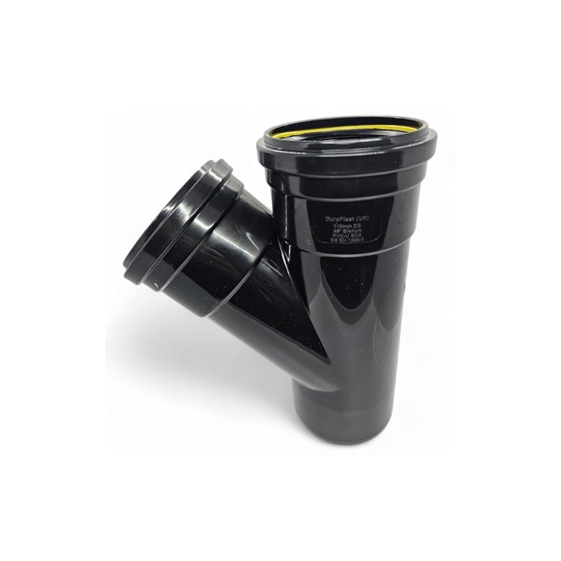 Duraplast UK™ Black 110mm (4 Inch) Soil Pushfit 45 Degree