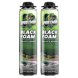 Sprayman Black Foam Sealant - (2x24 Oz) Expanding Polyurethane Pond & Landscape Foam, UV Resistant, Water Proof, Acoustic & Thermal Insulation, Gun Not Included - 2 Pack