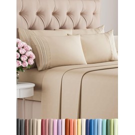 King 6 Piece Sheet Set - Breathable & Cooling Sheets - Hotel Luxury Bed Sheets - 1 Flat Sheet, 1 Fitted Sheet & 4 Pillowcases - Deep Pocket - Easy Fit - Comfy, Soft & Wrinkle Free - King Cream Sheets