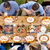 50PCS Thanksgiving Oval Paper Plates Large 11” Disposable Fall Party
