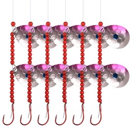 OROOTL Walleye Rigs Kit, 6pcs Walleye Fishing Lures Crawler Harness Colorado Spinner Blade Pre-Rigged Live Bait Rigs Spinnerbaits Freshwater Saltwater