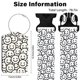 ZHOMA 3 Pack Luggage Straps Tags Set for Suitcases, Travel Adjustable Belt with Quick Release Buckle and Name ID Label Card, Heavy Duty Nylon Bag Packing Strap for Business -White Smiles