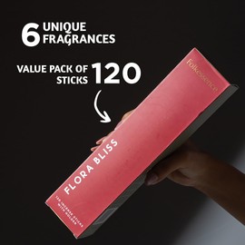 Folkulture Incense Sticks | Set of 6 (120) Insence-sticks With Incense Holder for Relaxation | Jasmine, Chamomile, Sandalwood Incenses | Organic, Slow Burning Rose & Lavender Inscents for Home