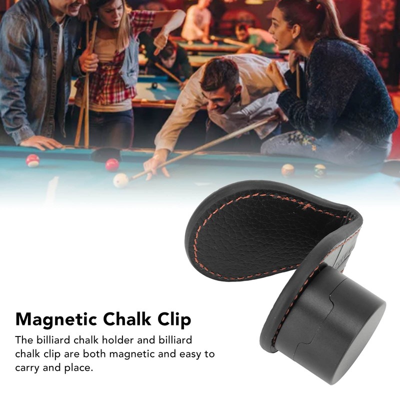 Topyond Pocket Size Magnetic Black Leather Billiard Chalk Holder -